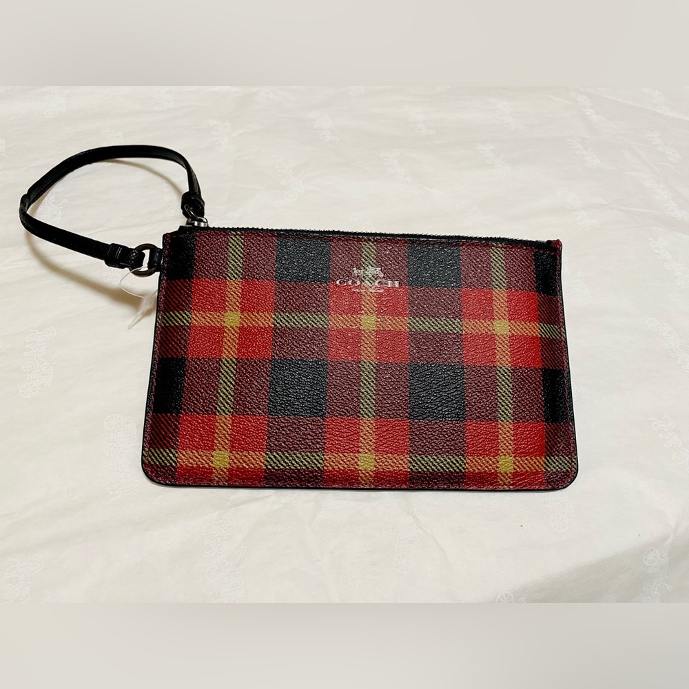 COACH Wristlet Buffalo Plaid Gingham Print Bag